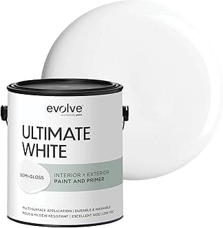 Ultimate White Paint & Primer in One, Semi-Gloss White, 1 Gallon – Interior & Exterior, One-Coat Coverage, Excellent Hide, Low Odor, Low VOC, Washable Paint for Walls, Ceilings & Trim