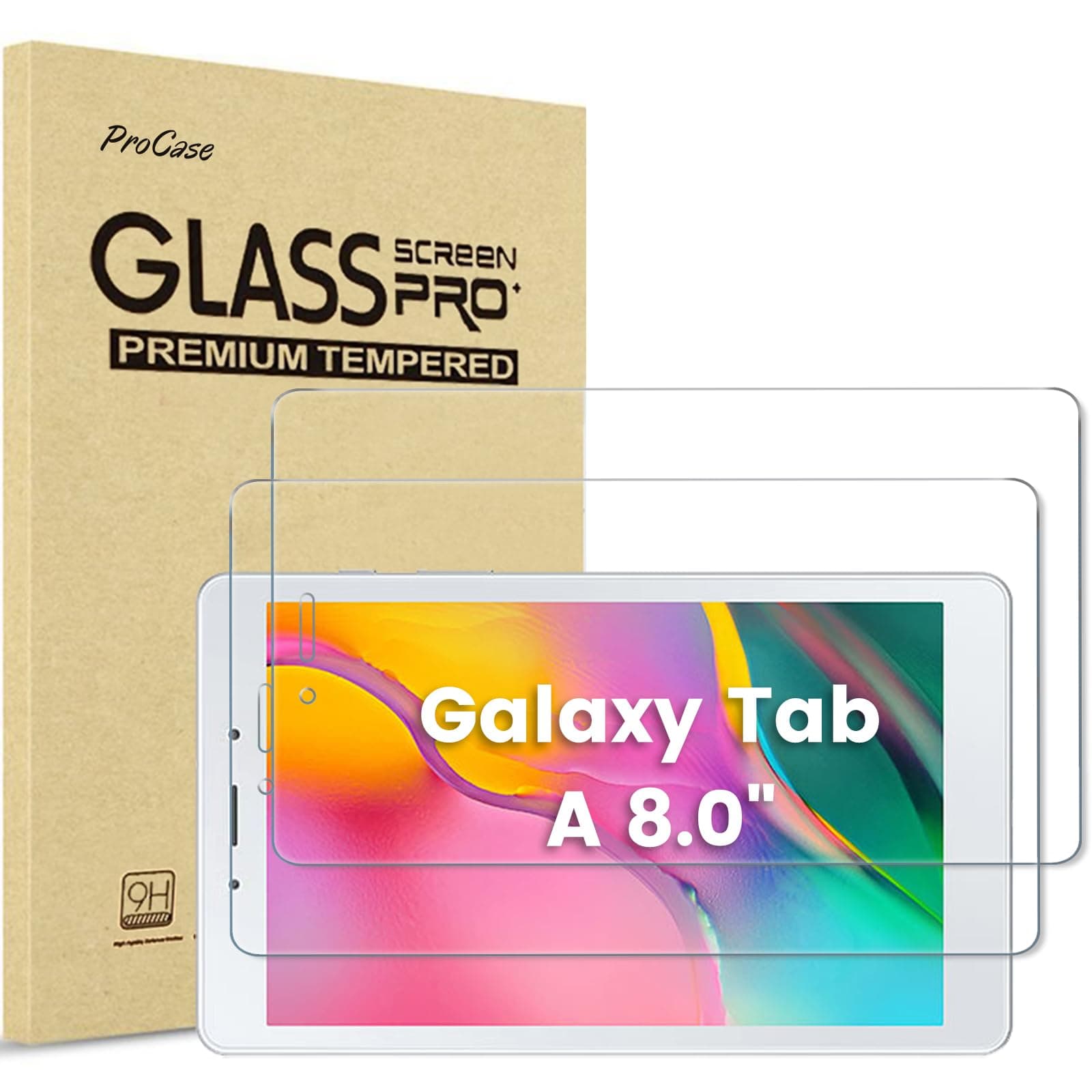 [2 Pack] Galaxy Tab A 8.0 2019 Screen Protector (SM-T290),9H Hardness Tempered Glass Screen Film Guard, for 8.0 Inch Galaxy Tab A 2019 Tablet