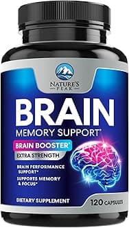 Brain Memory Supplement - 3X Strength Nootropics for Concentration, Clarity & Focus Support - Brain Health Cognitive Vitamins with Bacopa, Phosphatidylserine & DMAE, Brain Booster Pills, 120 Capsules