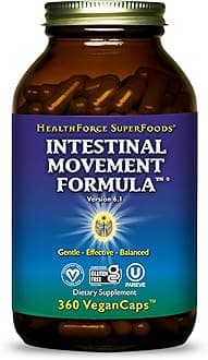 HealthForce SuperFoods Intestinal Movement Formula - Natural Laxative Supports Bowel Regularity - All-Natural Digestion Supplement to Support Constipation - Gluten-Free & Vegan - 360 Caps