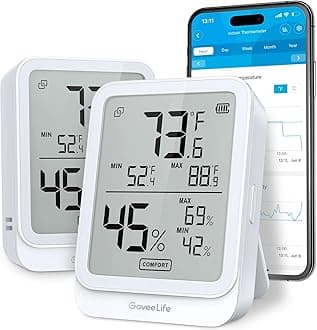 GoveeLifeHygrometer Thermometer H5104 2Pack, Bluetooth Room Temperature Monitor with APP Alert and 2 Years Date Storage Export, Remote LCD Digital Hygrometer Indoor Humidity Meter, Greenhouse