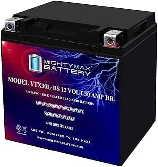 Mighty Max Battery YTX30L-BS -12 Volt 30 AH, 385 CCA, Rechargeable Maintenance Free SLA AGM High Rate Series Motorcycle Battery