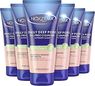 Noxzema Ultimate Clear Daily Deep Pore Oil-Free Cleanser for Soft, Smooth Skin - Noxzema Daily Face Wash for Women and Men, Noxzema Facial Cleanser for Acne Prone Skin, 6 Oz Ea (Pack of 6)