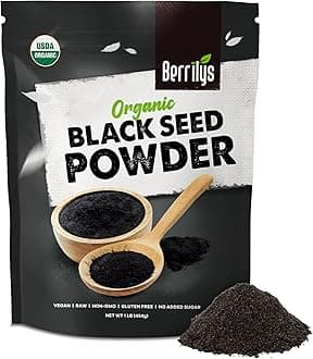 Berrilys Organic Black Seed Powder | Premium Black Cumin Powder, Pure and Natural, Perfect for Smoothies, Baking, and Cooking, High in Antioxidants and Nutrients, Non-GMO, Gluten-Free, Vegan | 16 oz