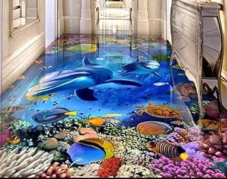 Custom 3D Flooring murals Underwater World Dolphin 3D Floor Tiles Waterproof self-Adhesive murals floor-250 * 175cm