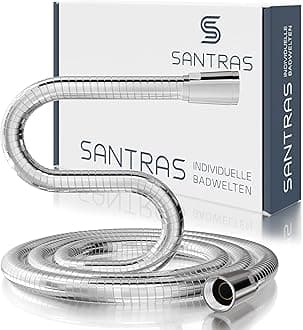 SANTRAS® Premium Chrome Shower Hose 1.25 m Made in Germany with Water Saving – Particularly Flexible and Torsion Resistant with Limited Flow