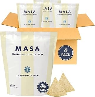 - MASA Chips White Corn Tortilla Chips Cooked in Beef Tallow – Seed Oil Free Snack, 6pk×5 oz each– Handmade with Only Naturally Grown White Corn & Sea Salt, Gluten Free
