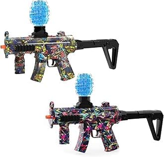 2 PCS Gel Ball Blaster Electric, Automatic Outdoor Play Games for Adults, Outside Activities Toys for Backyard, Garden& Lawn, Birthday Ideas for Ages 14+ Years Old