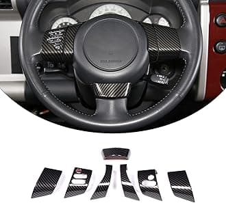 LLKUANG ABS Car Steering Wheel Cover Button Trim Frame for Toyota FJ Cruiser 2007-2021 Steering Wheel Decoration Accessories (ABS Carbon fiber)