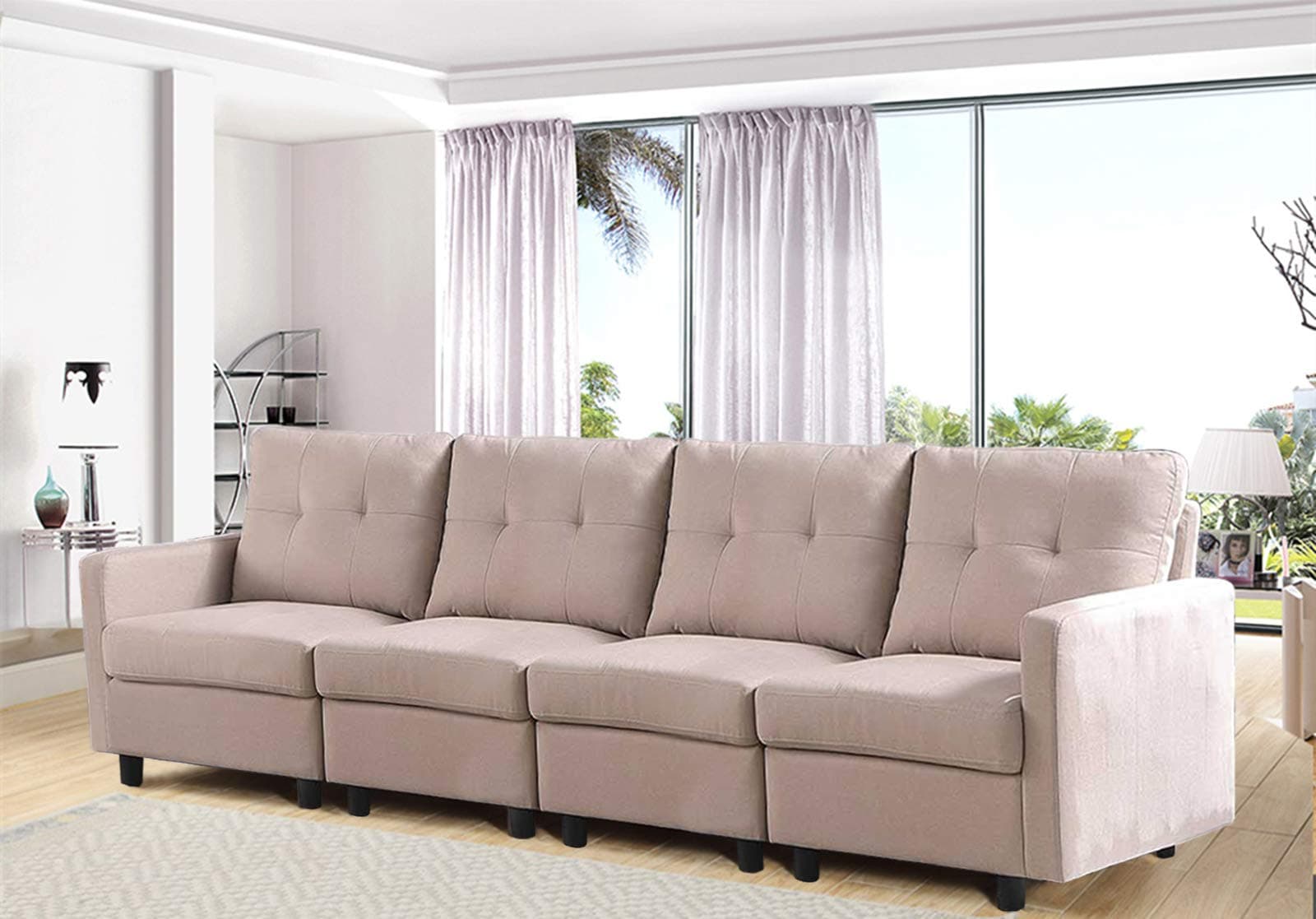 4 Pieces Rectangular Modern Modular Sectional Sofas, Grey