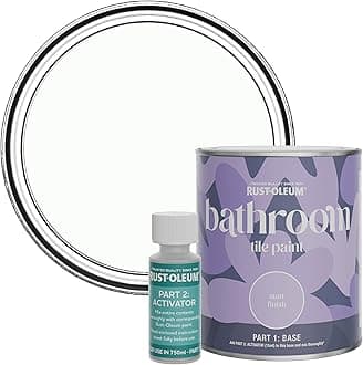 Rust-Oleum White Water-Resistant Bathroom Tile Paint in Matt Finish - Moonstone 750ml