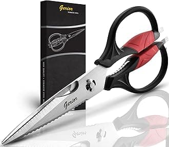 Kitchen Scissors - Heavy Duty Shears For Poultry, Meat, Food - Large Size (9.25 Inch) - Black And Red Handle