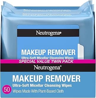 Makeup Remover Cleansing Towelettes, Daily Cleansing Face Wipes to Remove Waterproof Makeup and Mascara, Alcohol-Free, Value Twin Pack, 25 count, 2 Pack