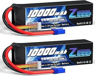 4S Lipo Battery 10000mAh 14.8V 120C with EC5 Connector Soft Case RC Battery Compatible with Xmaxx RC Car Truck Tank Racing Hobby Models (2 Pack)