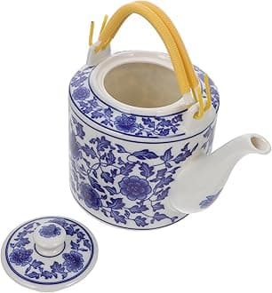 Sosoport Large Capacity Chinese Style Porcelain Teapot Handheld 2L Kung Fu Tea Kettle for Office Use for Outdoor Picnics and Tea Ceremonies 1 Piece