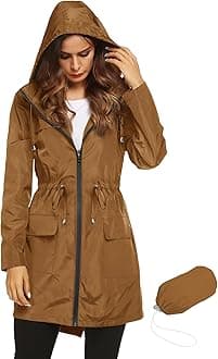 Lomon Women Waterproof Lightweight Rain Jacket Active Outdoor Hooded Raincoat