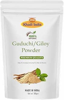 Khadi 100% Pure & Organic Giloy/Guduchi/Gulvel Stem Powder | Amruthavalli podi | Tinospora cordifolia | No Added Preservative (Zipper Pouch), Fresh (100gm., GILOY)
