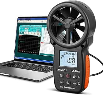 Handheld HVAC Anemometer LC-866A, Pro Digital Wind Speed Meter for Wind Velocity CFM Measuring, Air Flow Meter with USB Connection to PC, Data Hold & Backlit LCD for Balancing HVAC System