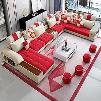 Sofa set furniture new L shape modern simple furniture set design large sofa sectional combination sofa (Red)