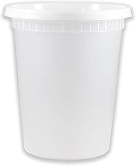 EDI [32 OZ, 100 Sets] Plastic Deli Food Storage Containers with Airtight Lids | Microwave-, Freezer-, Dishwasher-Safe | BPA Free | Heavy-Duty | Meal Prep | Leakproof | Recyclable