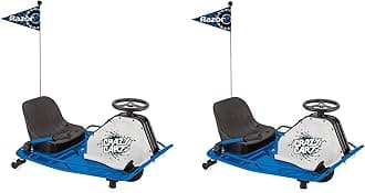 High Torque Motorized Outdoor Drifting Crazy Cart Ride with Drift Bar, Smooth Wheels, and Rechargeable Battery, Blue (2 Pack)