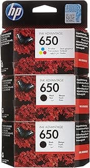 Hp Cz101+102Ak 650 2 Black Ink Cartridges And 1 Color Ink Cartridge Set