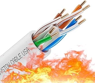Syston Cable Technology Cat 6A+ Ethernet Network Cable，700MHz 23AWG Solid Bare Copper Wire Outdoor/Indoor, No Ends 100/250/500/1000 Ft Available, Heat Resistant Plenum Rated (1000 FT, CMP, White-CMP)