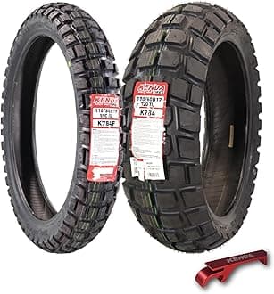 Kenda Big Block K784 110/80B19 Front and 170/60B17 Rear Tires for Motorcycles, Dirt Bikes, and City Bikes - Durable Off-Road & Street Performance with Keychain (2 Pack)