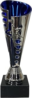 Express Medals Trophy Cup - Silver Blue Star Trophy with Marble Base for Sport Tournaments, Competitions, Recognition or Award, 9 Inches Tall x 3 Inches Wide at The top.