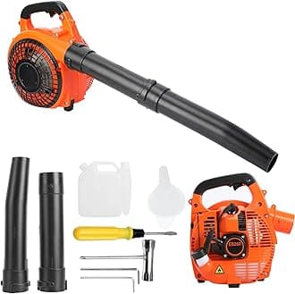 Cordless Leaf Blower, 26cc 2-stroke Handheld Lightweight Petrol Leaf Blower, Vacuum Powerful Air Cooled Engine Garden Blower for Blowing Leaves Wood Chips Dust Garden Debris Grass Cuttings (Orange)