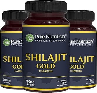 - Pure Nutrition Shilajit Gold - 90 Veg Caps (30x3), With Kaunch Beej, Ashwagandha, Safed Musli, Gokhru & Shatavari For Energy, Strength, Stamina & Performance,Premium Ayurvedic Supplement For Men