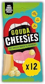 CHEESIES Crunchy Snacking Cheese Keto Snack. Sugar Free, Gluten Free, No Carb, High Protein, Vegetarian (12 x 20g, Gouda)