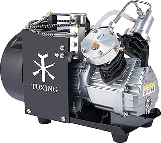 TUXING PCP Air Compressor 4500Psi/300Bar,Double Cylinder Diving Compressor,High Pressure Air Compressor Pump for Paintball Scuba Tank 220V (TXEDM041)