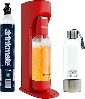 OmniFizz (Royal Red) one CO2 Cylinder + one liter PET/Stainless-Steel bottle