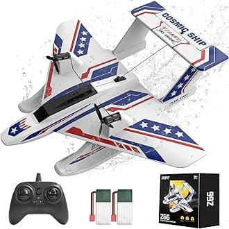DEERC 3CH Amphibious RC Plane for Water, Land & Air, Remote Control Airplane Flying Boat Toys,2.4GHz 6-axis Gyro Stabilizer RTF Glider Aircraft Jet for Kids Adults Beginners Boys