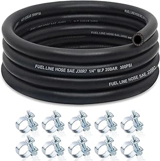 1/4 Fuel Line, Fuel Line Hose 10 Feet with 10PCS Hose Clamps