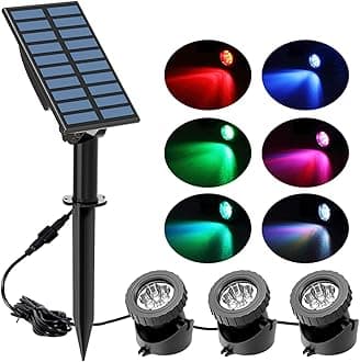 NATPOW Solar Pond Lights, Submersible Pond Light with 3 Lamps 18 LEDs Landscape Spotlight Underwater Lights IP68 Waterproof Amphibious Lighting Light for Garden,Outdoor(Long Press 3S to Turn on)