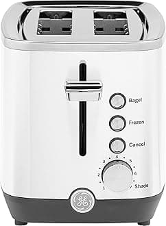 2 Slice Toaster, Extra Wide Slots for Toasting Bagels, Breads, Waffles & More, 7 Adjustable Shade Settings, Removable Crumb Tray, Countertop Kitchen Essentials, 850 Watts, White