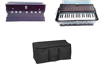 Harmonium Beginners |7 Stopper | 3 1/4 Octave | Double Bellow | 39 Keys | 2 Reeds (Bass- Male) |With Cover and free carry bag