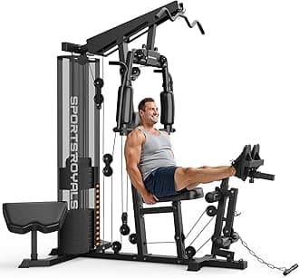 Sportsroyals Home Gym, Multifunctional Workout Station with Leg Press, 150LBS Weight Stack Full Body Workout Equipment for Home Exercise Fitness Strength Training