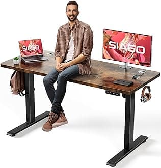 SIAGO Electric Standing Desk Adjustable - 55 x 24 Inch Sit Stand up Desk with Cable Management - 3 Memory Preset Adjustable Height Table