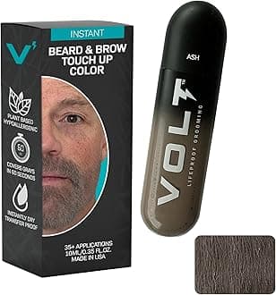 VOLT Grooming Temporary Instant Beard Color for Men, Quick Drying Plant-Based Brush On Beard, Hair, Mustache & Eyebrow Color, Safe for Sensitive Skin, Ash Gray Brown, 1 Pack, Up to 35 Applications