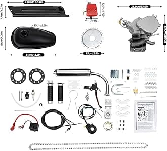 100cc Bicycle Engine Kit,2 Stroke Cycle Bicycle Gas Motorized Gasoline Engine Motor Kit, 36-Tooth Sprocket Bicycle Engine Kit Petrol Gas Motor Engine Kit Fits Most 26" or 28"