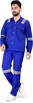 Men's Reguler Fit Cotton Industrial Work wear Coveralls Shirt and Pant with Two Inch Reflective Tape