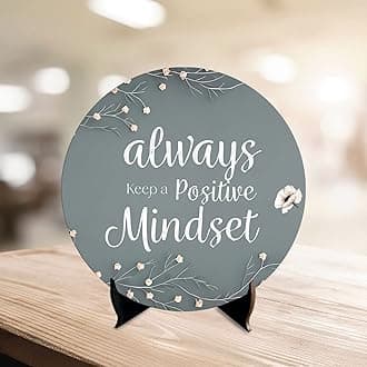 Artvibes Art Vibes Showpiece Idols And Figurines For Home And Office Decor|Wooden Stylish Quotes Always Keep A Positive Mindset For Table Desk|Living Room|Modern Art|Motivational Show Piece(Sp_1210)