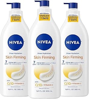 Sheer Hydration Skin Firming Body Lotion with Q10 and Vitamin C, 72-Hour Body Moisturizer for Normal to Dry Skin, 16.9 Fl Oz Pump Bottle, Pack of 3