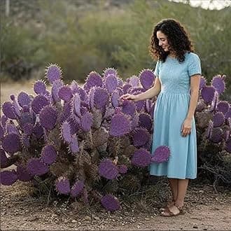 Durazilla Prickly Pear Cactus (Opuntia gosseliniana) - Live Plant Cutting - Roots Easily - Purple Color-Changing