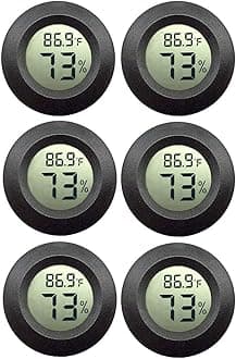 JEDEW 6-Pack Mini Hygrometer Gauge Indoor/Outdoor Thermometer, Digital Humidity Temperature Meter for Humidifiers Dehumidifiers Greenhouse Reptile Plant Humidor, Fahrenheit(℉) or Celsiu(℃)