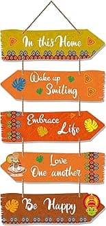 Artvibes Home Quotes Decorative Wall Art Mdf Wooden Hanger For Living Room | Bedroom | Gifts | Hangings For Home Decoration | Modern Decor Items | Artworks (Wh_7310N), Set Of 5