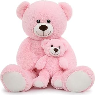 Mom and Baby Giant Teddy Bear, 39inch Soft Big Teddy Bears Stuffed Animal Plush for Baby Shower, Pink